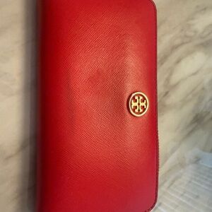 Tory Burch Red Zip Wallet